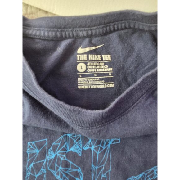 Nike Mens "Just Do It" Graphic Tee * Large *Blue With Geometric Text Design*EUC - Picture 6 of 6